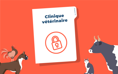 Cadenas fermé dessiné sur un dossier d'une clinique vétérinaire